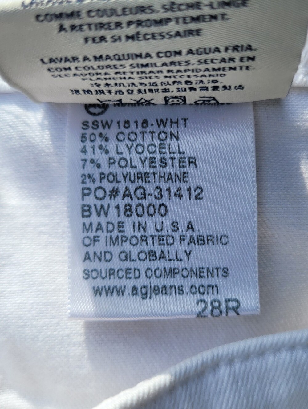 AG Adriano Goldschmied The Harper Straight Jeans White Raw Hem Size 28 (29x30) - Picture 7 of 7